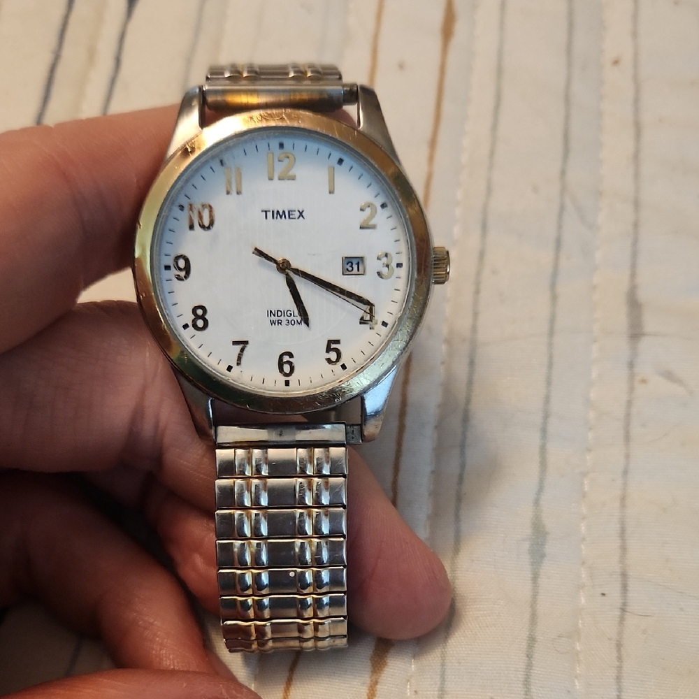 Timex Silver and White Classic Watch